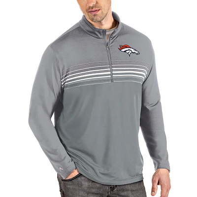 Men's Antigua Steel/Gray Denver Broncos Pace Quarter-Zip Pullover Jacket
