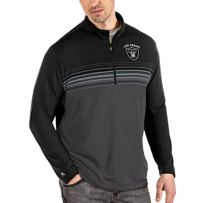Men's Antigua Black/Gray Las Vegas Raiders Pace Quarter-Zip Pullover Jacket