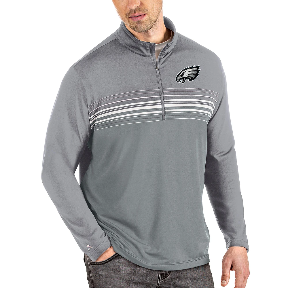 Men's Antigua Steel/Gray Philadelphia Eagles Pace Quarter-Zip Pullover Jacket