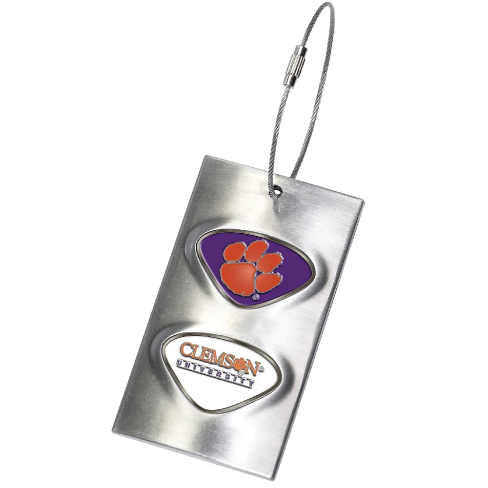 Silver Clemson Tigers 3.5'' x 2'' Bag Tag