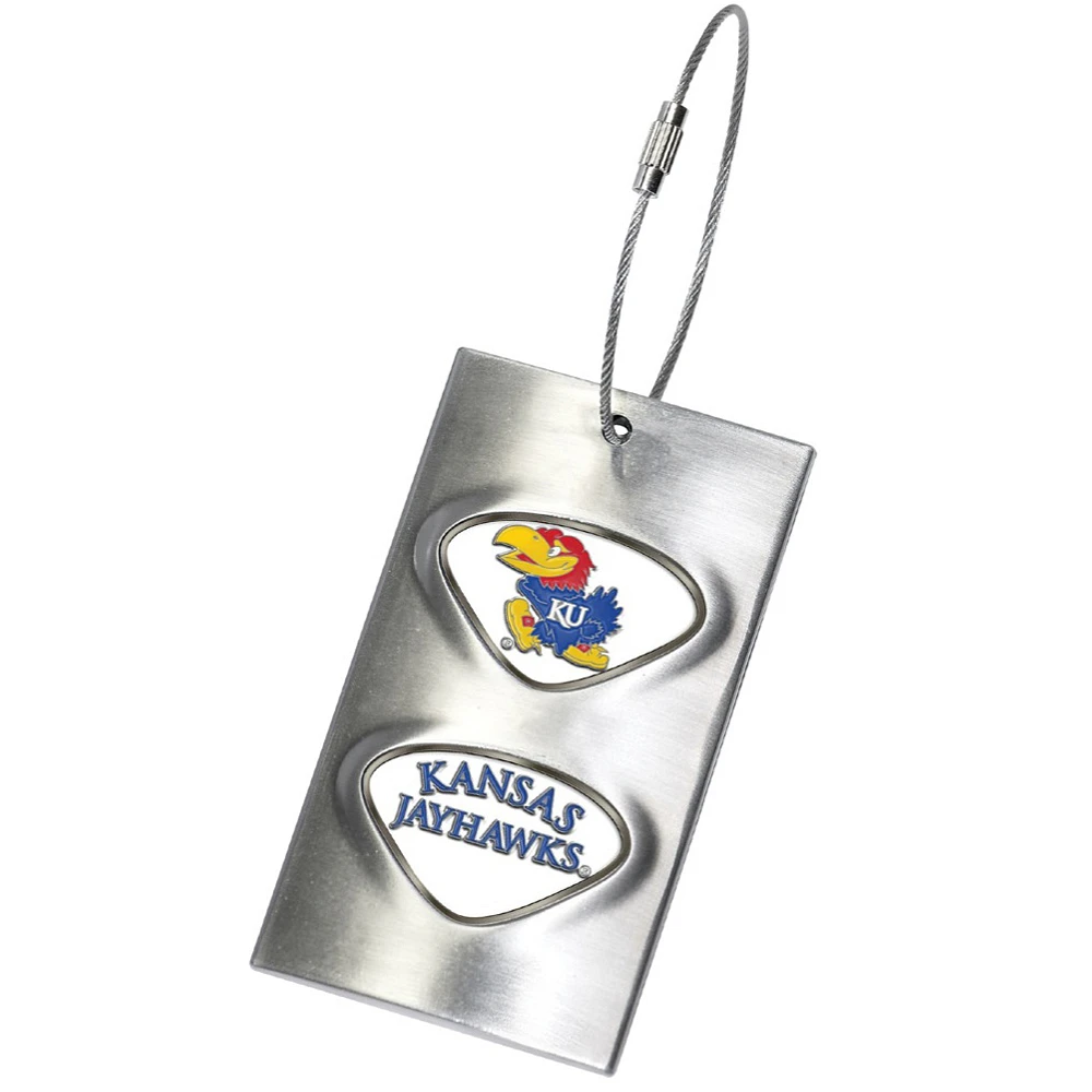Silver Kansas Jayhawks 3.5'' x 2'' Bag Tag