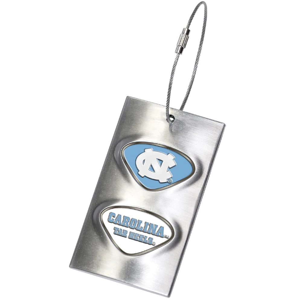 Silver North Carolina Tar Heels 3.5'' x 2'' Bag Tag