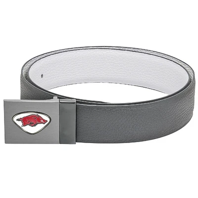 Gray Arkansas Razorbacks Reversible Leather Belt