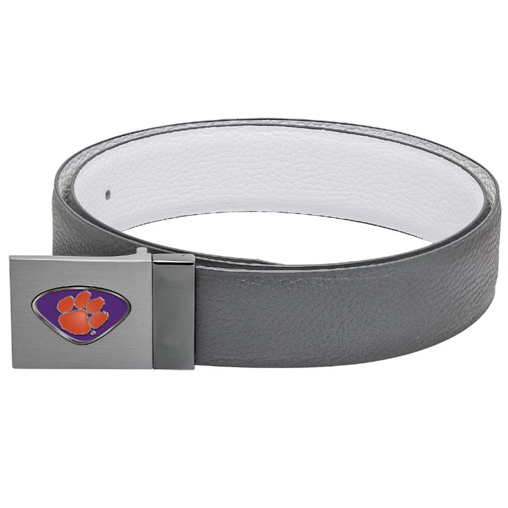 Gray Clemson Tigers Reversible Leather Belt