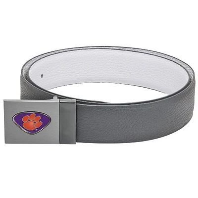 Gray Clemson Tigers Reversible Leather Belt