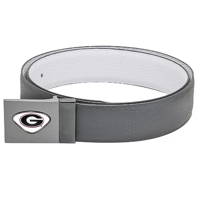 Gray Georgia Bulldogs Reversible Leather Belt