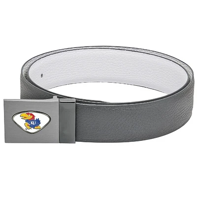 Gray Kansas Jayhawks Reversible Leather Belt