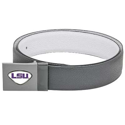 Gray LSU Tigers Reversible Leather Belt