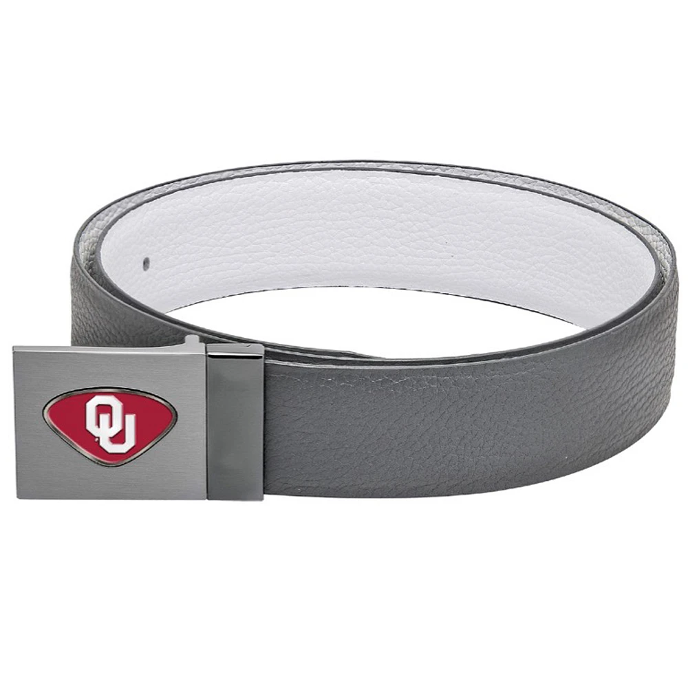 Gray Oklahoma Sooners Reversible Leather Belt