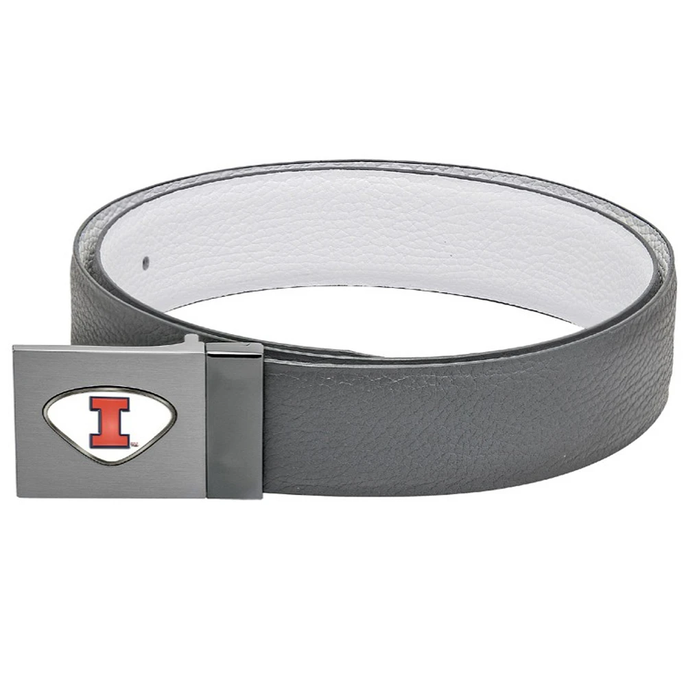 Gray Illinois Fighting Illini Reversible Leather Belt