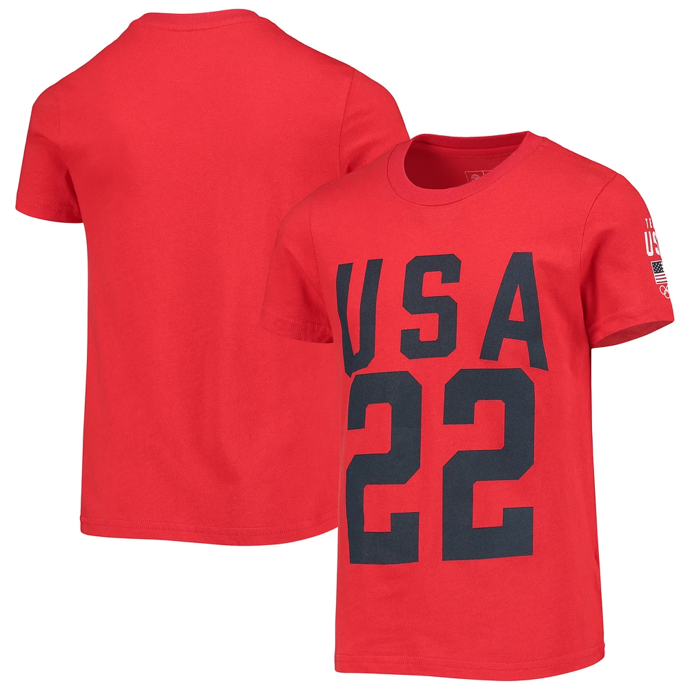 Girls Youth Red Team USA 2022 Winter Olympics T-Shirt
