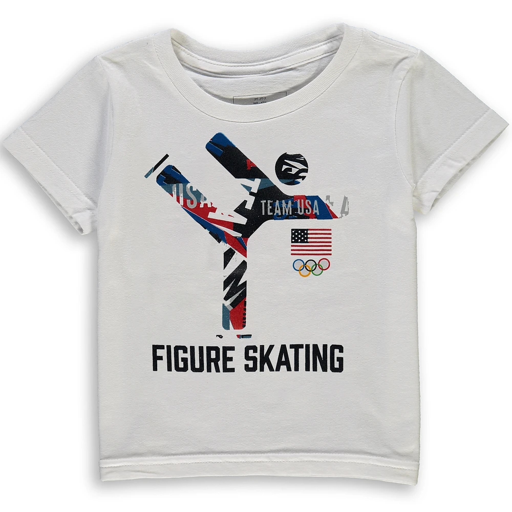 Toddler White Team USA Figure Skating Scattered Swatch T-Shirt