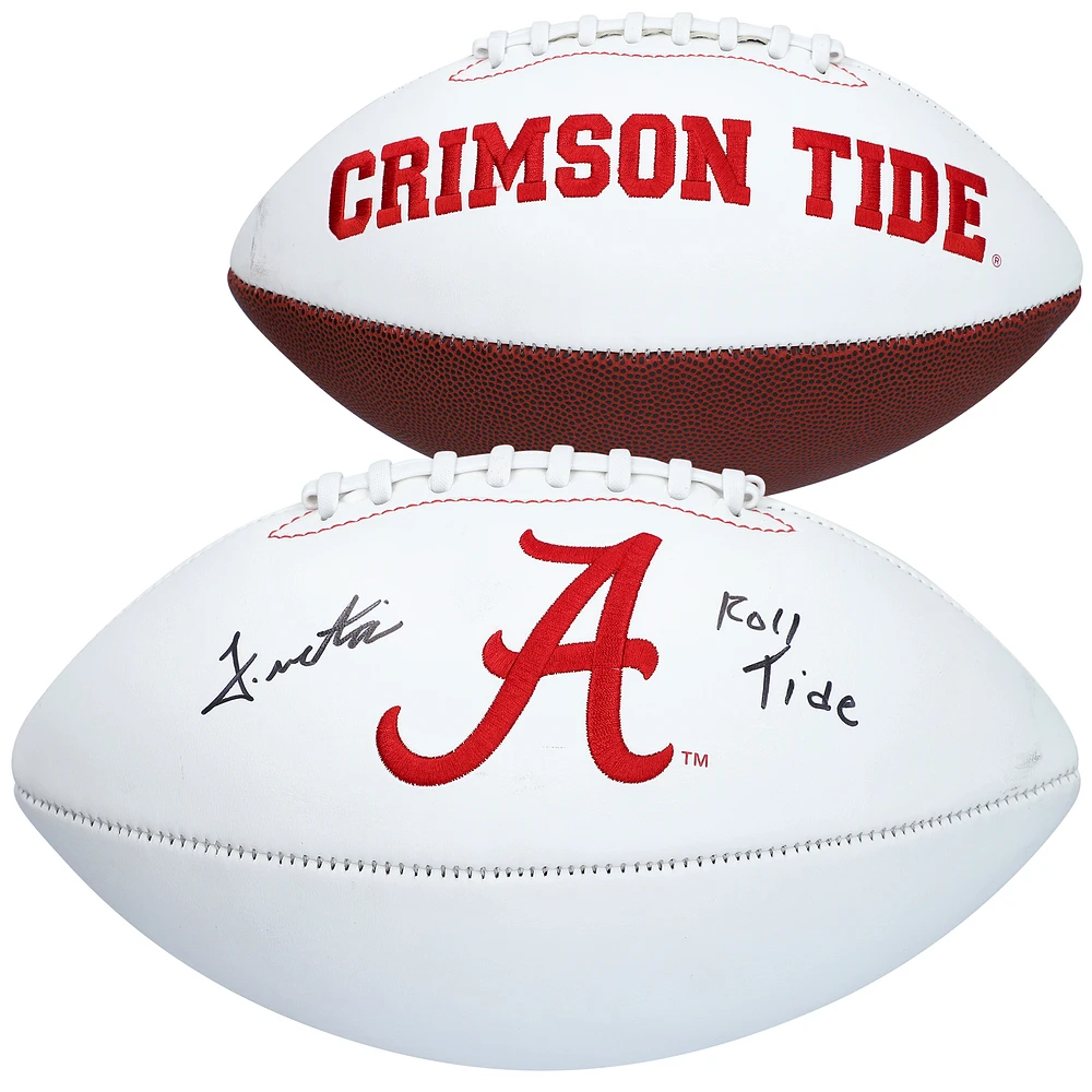 John Metchie Alabama Crimson Tide Autographed White Panel Football with "Roll Tide" Inscription