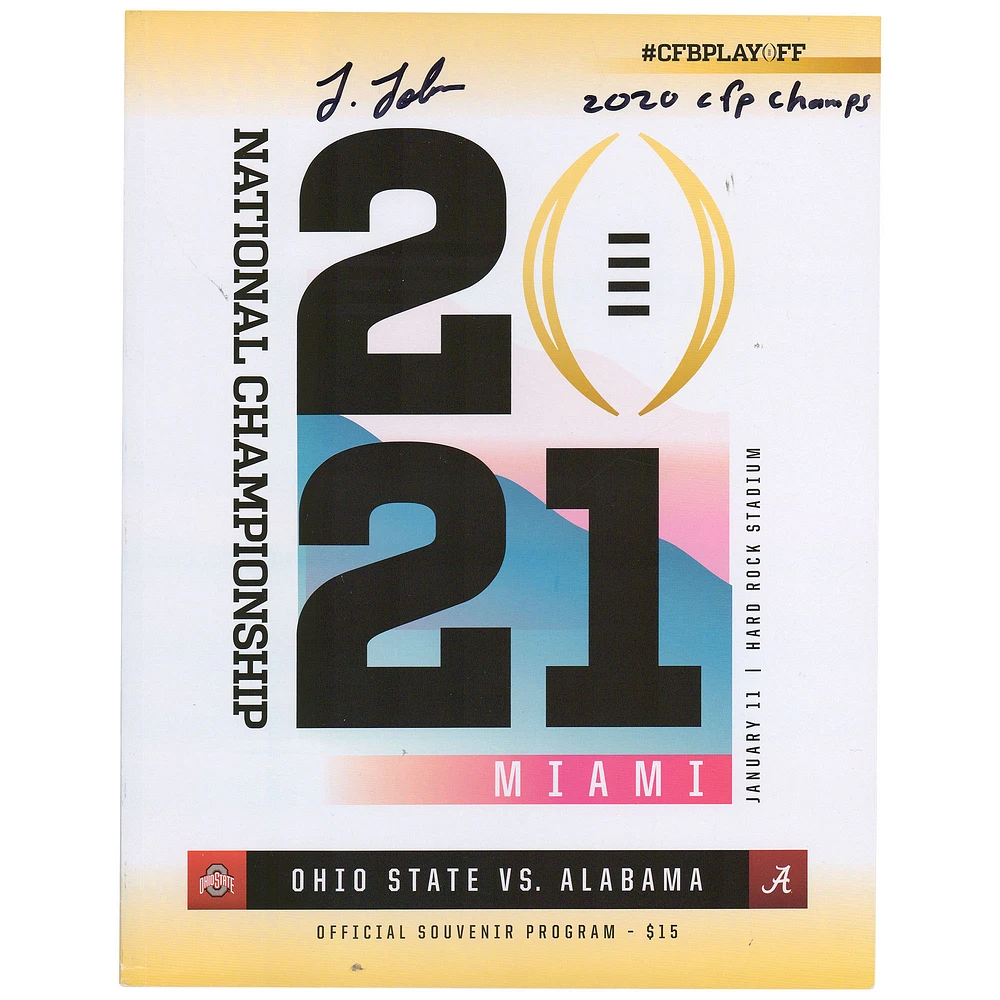 Josh Jobe Alabama Crimson Tide Autographed 2021 National Championship Gameday Program with "2020 CFP Champs" Inscription