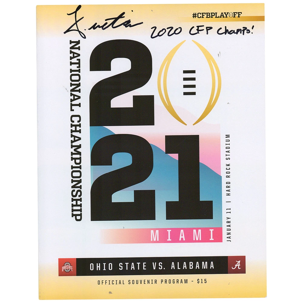 John Metchie Alabama Crimson Tide Autographed 2021 National Championship Gameday Program with "2020 CFP Champs" Inscription