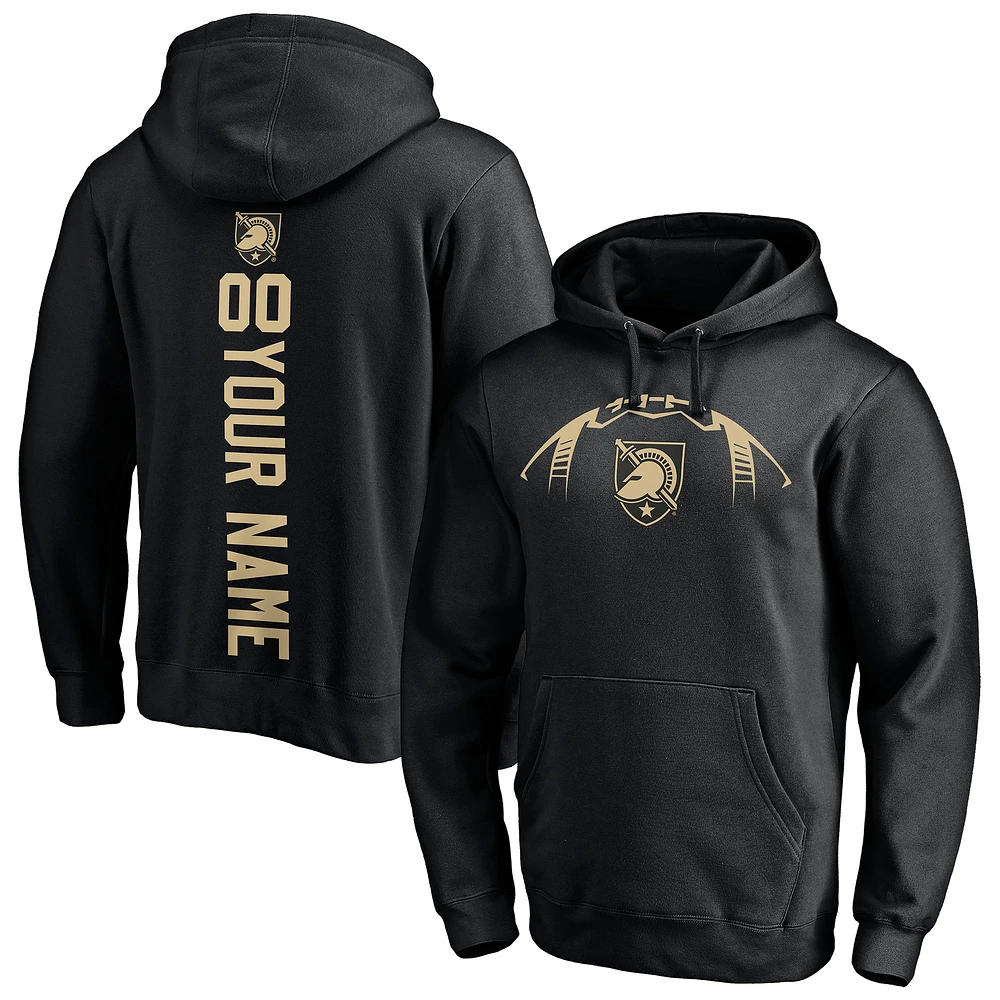 Men's Black Army Black Knights Playmaker Football Personalized Name & Number Pullover Hoodie