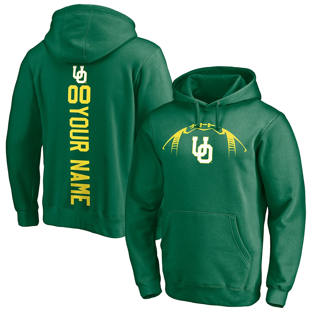Men's Green Oregon Ducks Playmaker Football Personalized Name & Number Pullover Hoodie