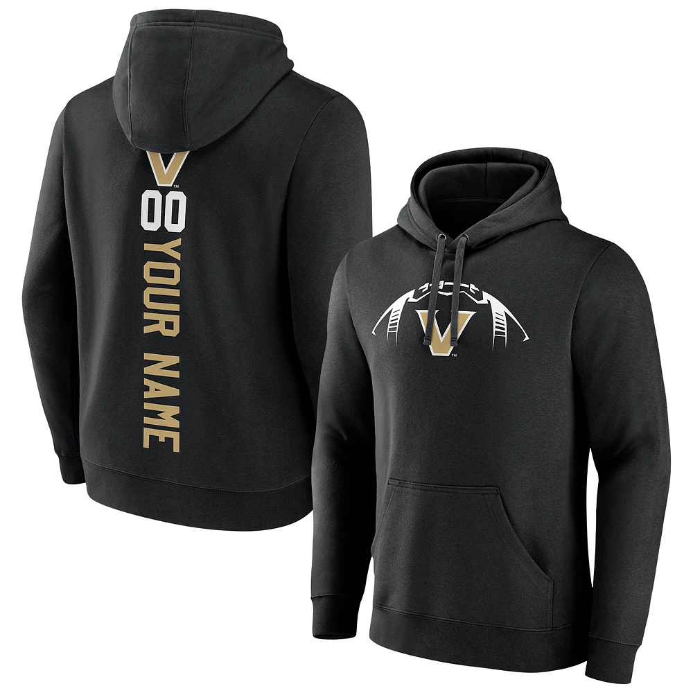 Men's Black Vanderbilt Commodores Playmaker Football Personalized Name & Number Pullover Hoodie