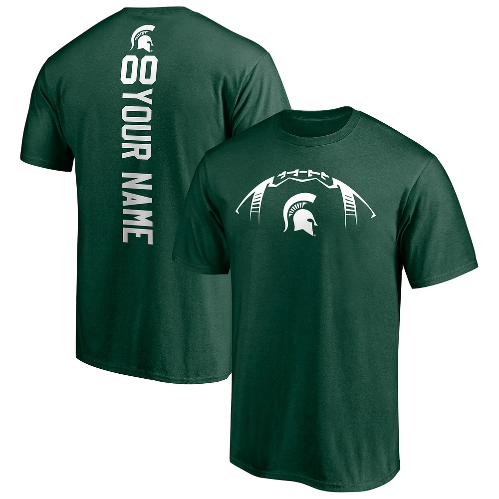 Men's Green Michigan State Spartans Playmaker Football Personalized Name & Number T-Shirt