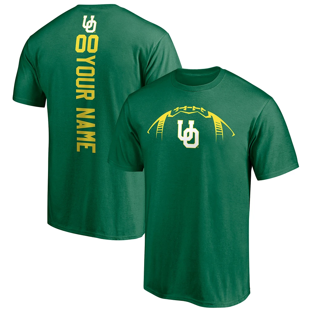Men's Green Oregon Ducks Playmaker Football Personalized Name & Number T-Shirt