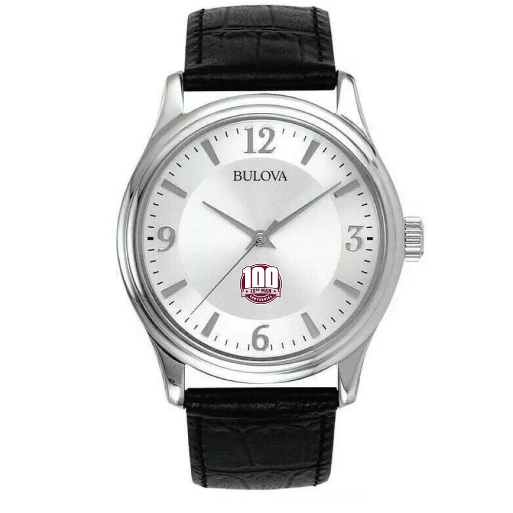 Silver Texas A&M Aggies 12th Man Centennial Leather Watch