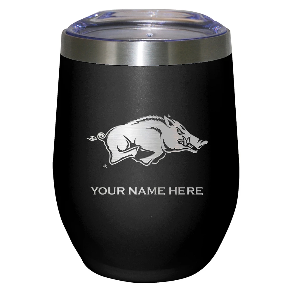 Black Arkansas Razorbacks 12oz. Personalized Etched Stemless Tumbler