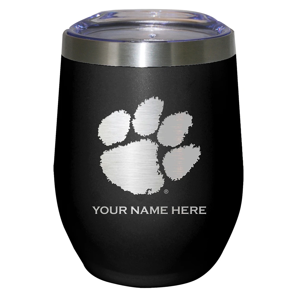 Black Clemson Tigers 12oz. Personalized Etched Stemless Tumbler