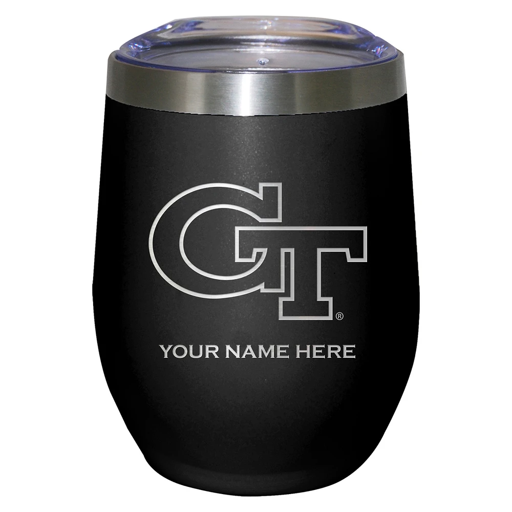 Black Georgia Tech Yellow Jackets 12oz. Personalized Etched Stemless Tumbler