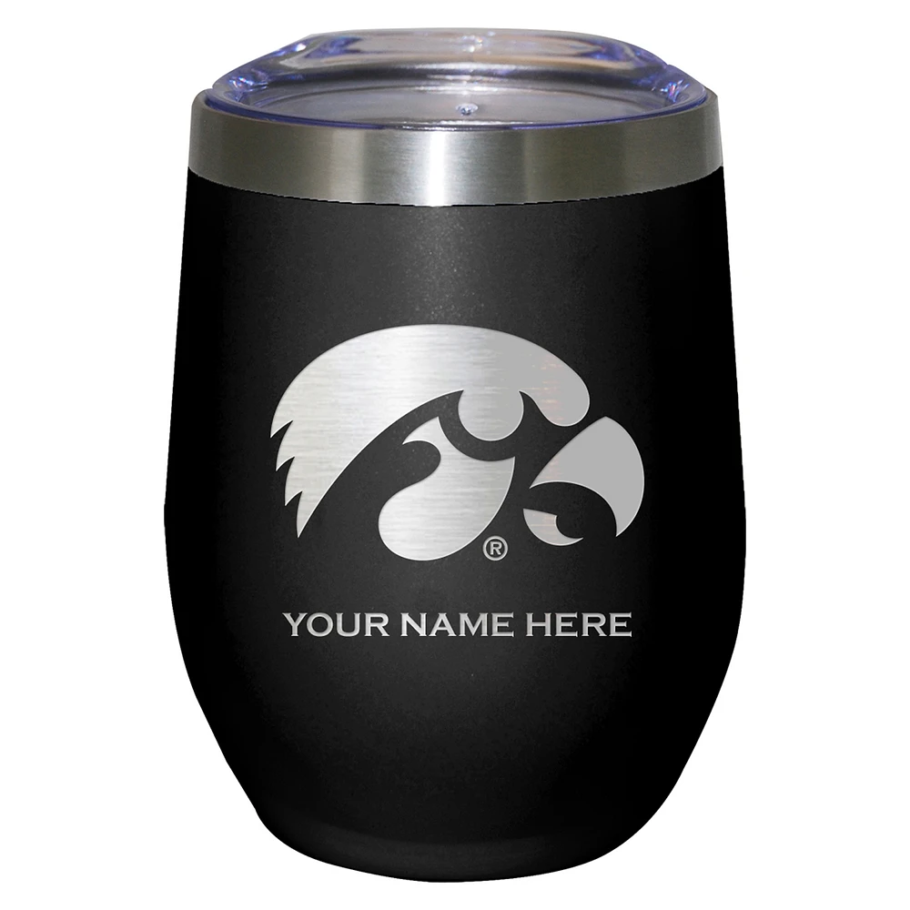 Black Iowa Hawkeyes 12oz. Personalized Etched Stemless Tumbler