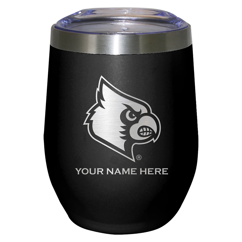 Black Louisville Cardinals 12oz. Personalized Etched Stemless Tumbler