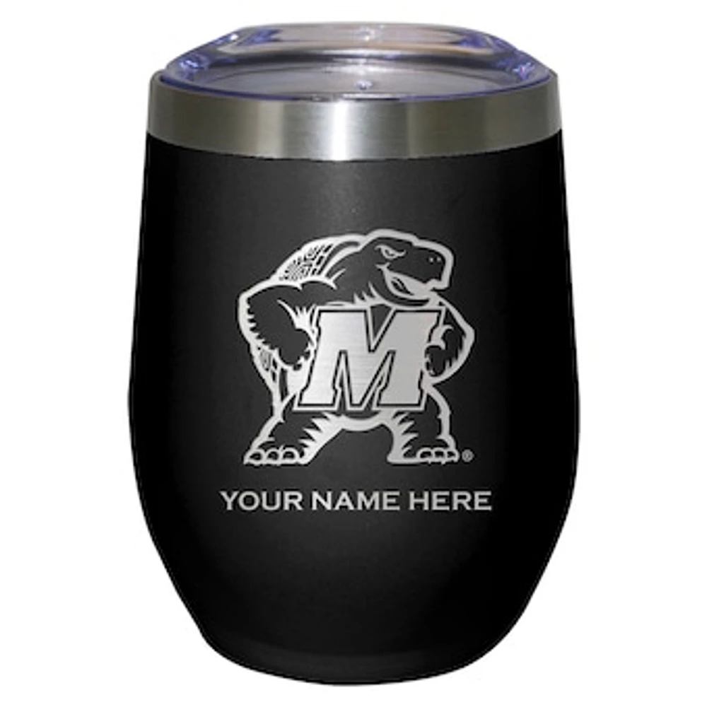 Black Maryland Terrapins 12oz. Personalized Etched Stemless Tumbler