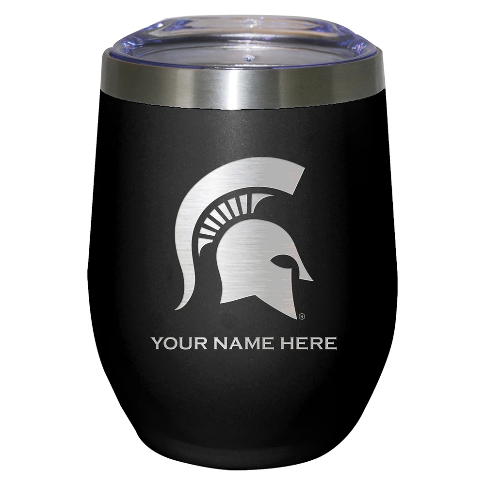 Black Michigan State Spartans 12oz. Personalized Etched Stemless Tumbler