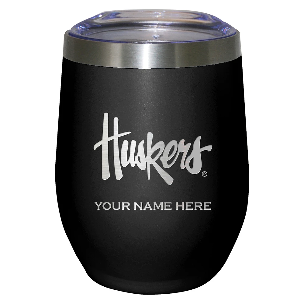 Black Nebraska Huskers 12oz. Personalized Etched Stemless Tumbler