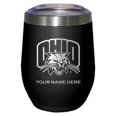 Black Ohio Bobcats 12oz. Personalized Etched Stemless Tumbler