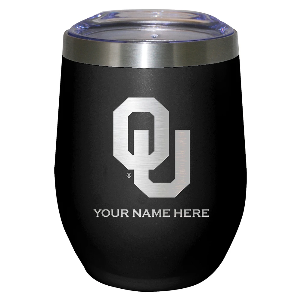 Black Oklahoma Sooners 12oz. Personalized Etched Stemless Tumbler