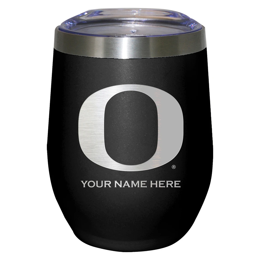 Black Oregon Ducks 12oz. Personalized Etched Stemless Tumbler