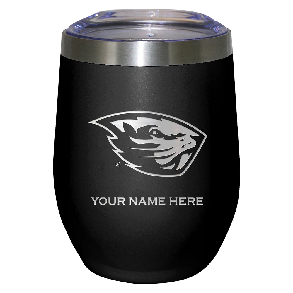 Black Oregon State Beavers 12oz. Personalized Etched Stemless Tumbler