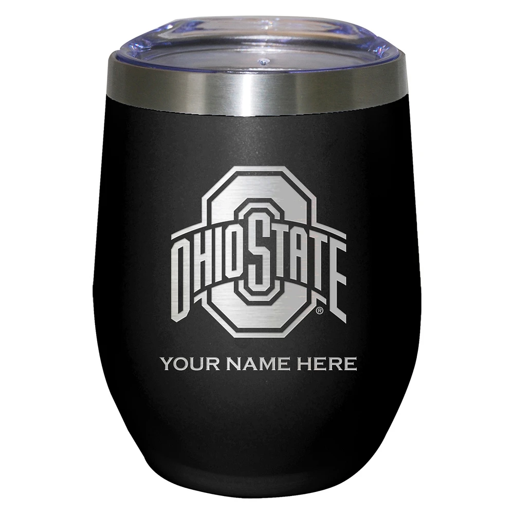 Black Ohio State Buckeyes 12oz. Personalized Etched Stemless Tumbler