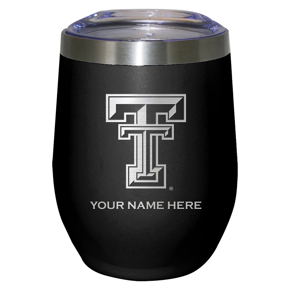 Black Texas Tech Red Raiders 12oz. Personalized Etched Stemless Tumbler