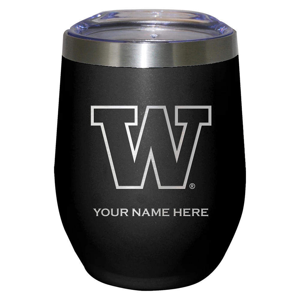 Black Washington Huskies 12oz. Personalized Etched Stemless Tumbler