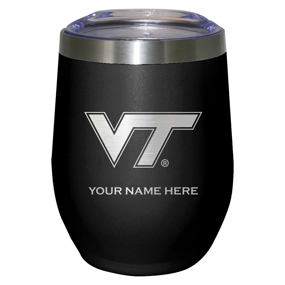 Black Virginia Tech Hokies 12oz. Personalized Etched Stemless Tumbler