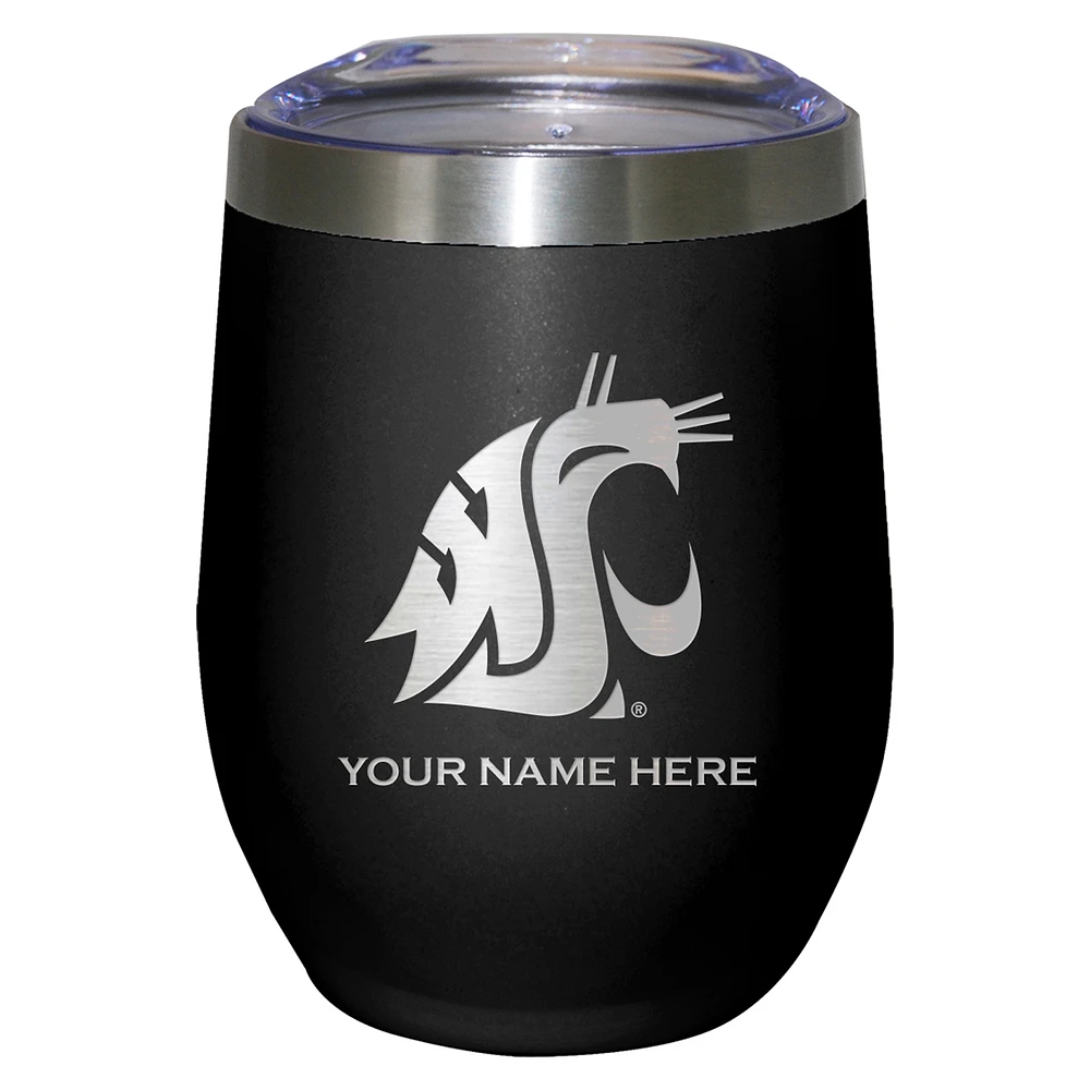 Black Washington State Cougars 12oz. Personalized Etched Stemless Tumbler