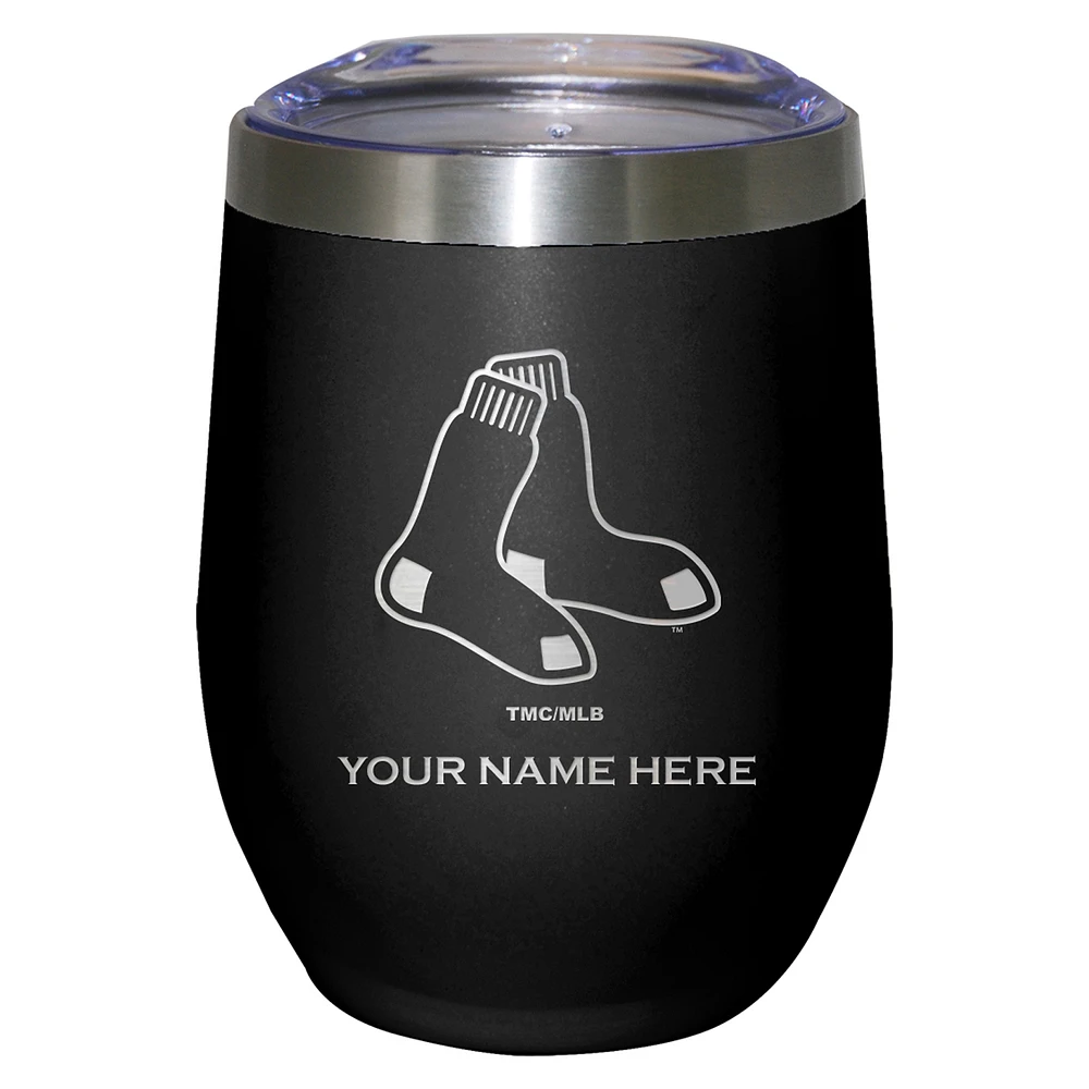 Black Boston Red Sox 12oz. Personalized Etched Stemless Tumbler
