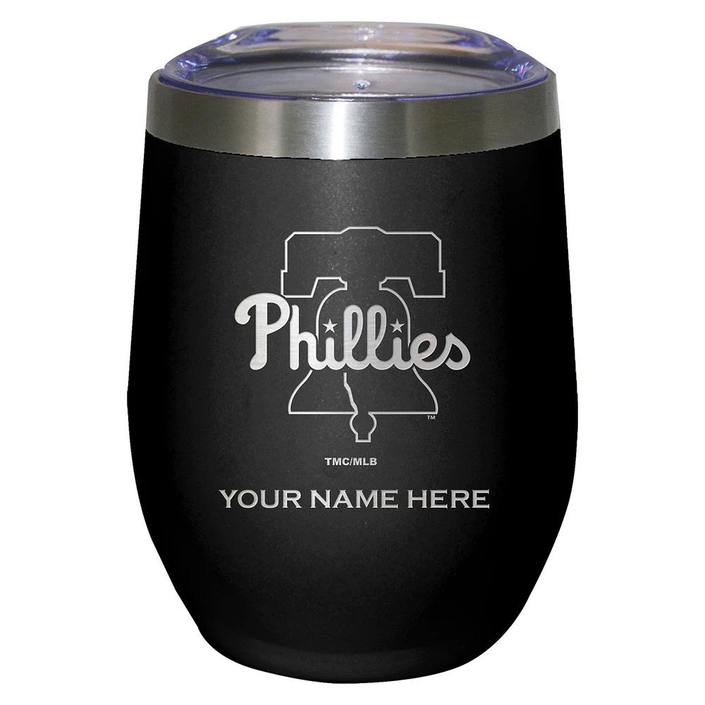 Black Philadelphia Phillies 12oz. Personalized Etched Stemless Tumbler