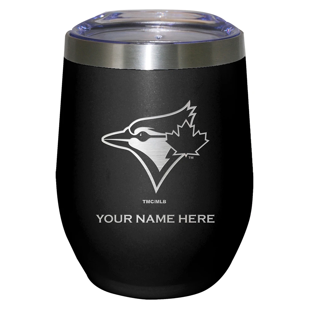 Black Toronto Blue Jays 12oz. Personalized Etched Stemless Tumbler