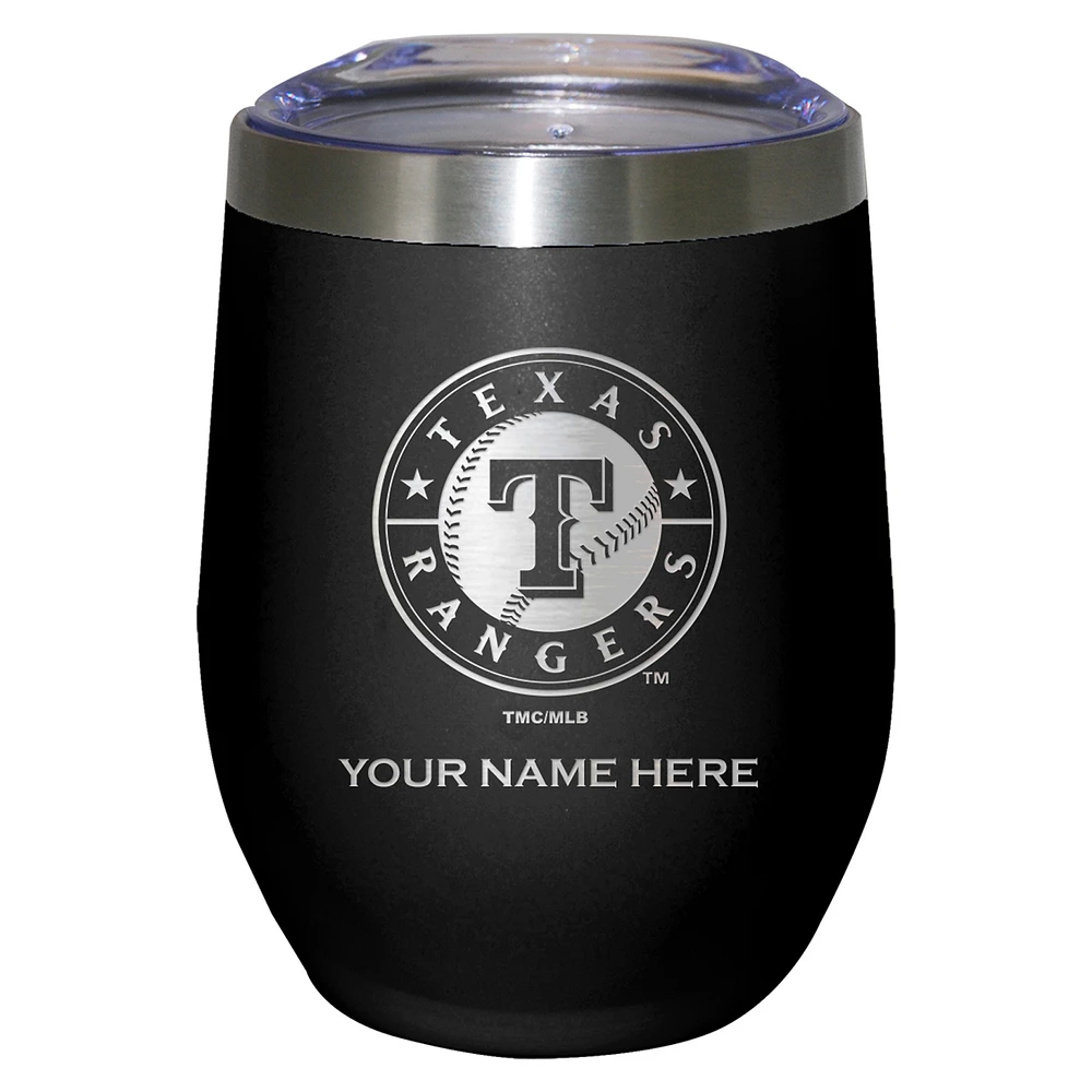 Black Texas Rangers 12oz. Personalized Etched Stemless Tumbler