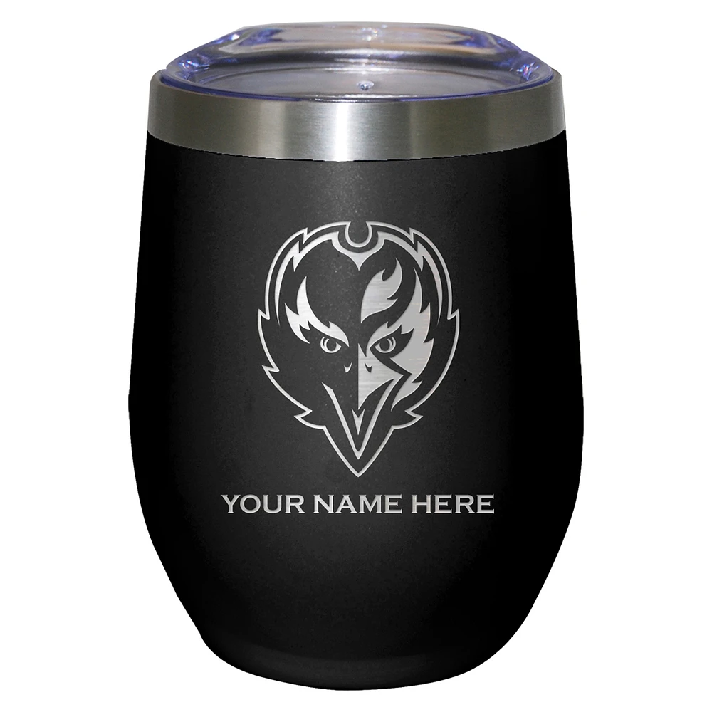 Black Baltimore Ravens 12oz. Personalized Etched Stemless Tumbler