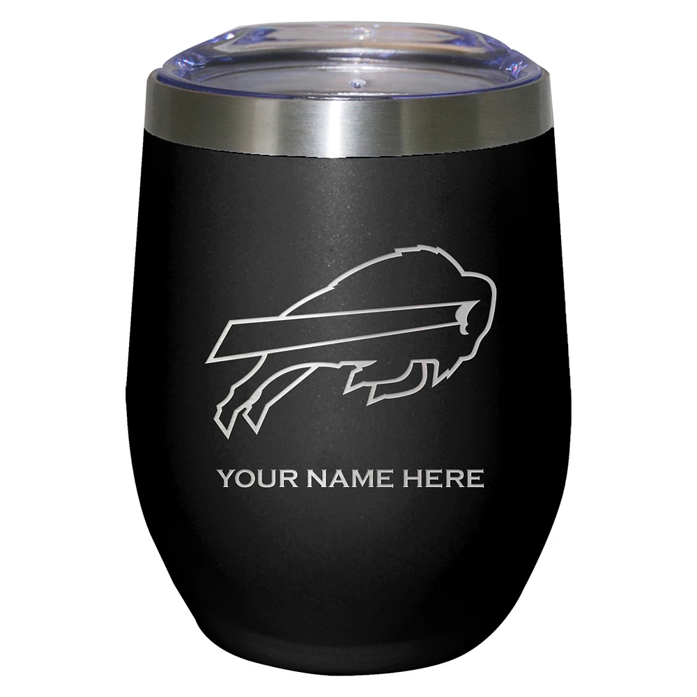 Black Buffalo Bills 12oz. Personalized Etched Stemless Tumbler
