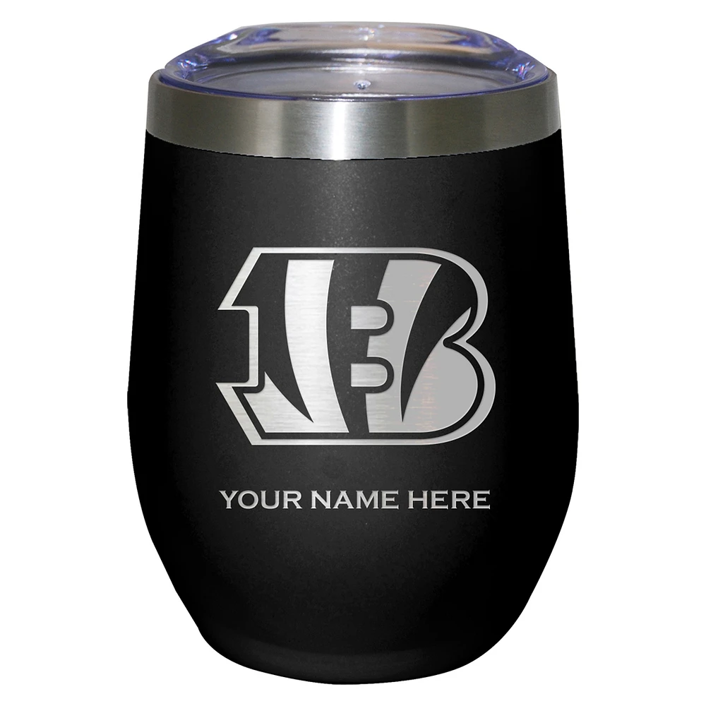 Black Cincinnati Bengals 12oz. Personalized Etched Stemless Tumbler