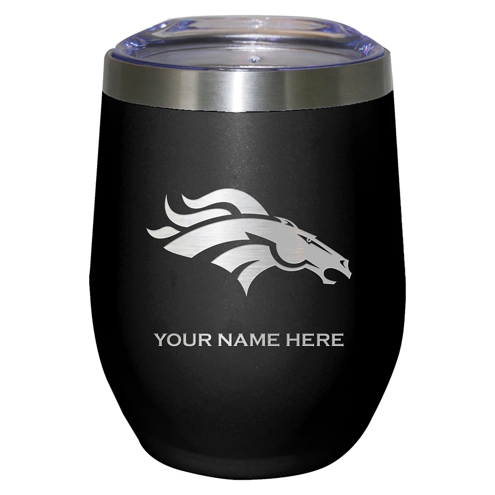 Black Denver Broncos 12oz. Personalized Etched Stemless Tumbler